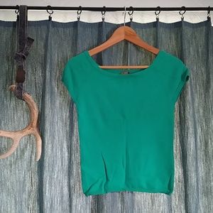 💚💙 Teal Knit Raglan Cap-Sleeve Shirt